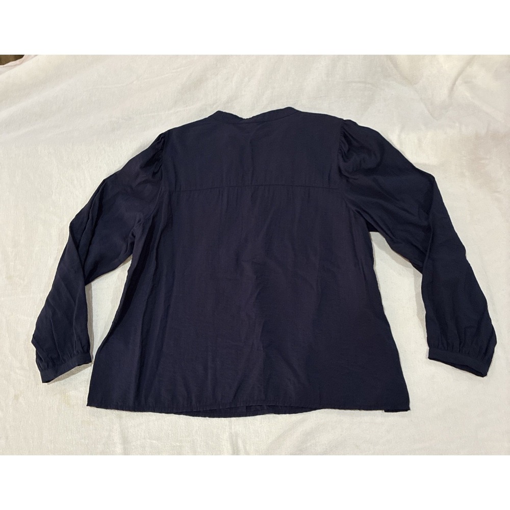 Women's Top Navy Blue XL Peasant Blouse Kari Embroidered Boho‎ Chic Relaxed Cozy - Picture 9 of 12